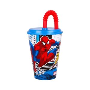 Ποτήρι με καπάκι και καλαμάκι Spider-man 430 ml