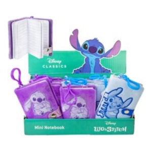 Disney Lilo & Stitch Mini Plush Notebook 7x10cm + bag clip in display (12)
