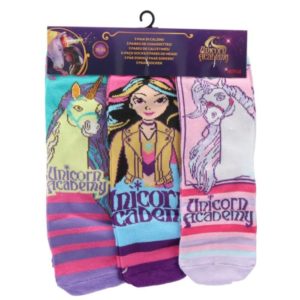 Unicorn Academy 3-Pack Socks Size: 23-34