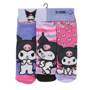 Hello Kitty Kuromi 3-Pack Socks Size: 23-34