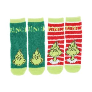 De Grinch Grinch 2-Pack Fluffy Socks Size: 23-34