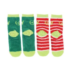 De Grinch Grinch 2-Pack Fluffy Socks Size: 23-34