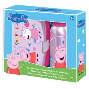 Σετ τάπερ φαγητού με παγούρι αλουμινίου Peppa Pig