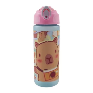 Capybara Chill plastic matte straw bottle 600 ml